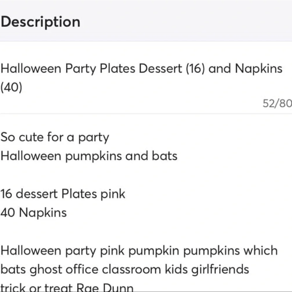 Halloween Party Plates Pink Dessert (16) Napkins (40)